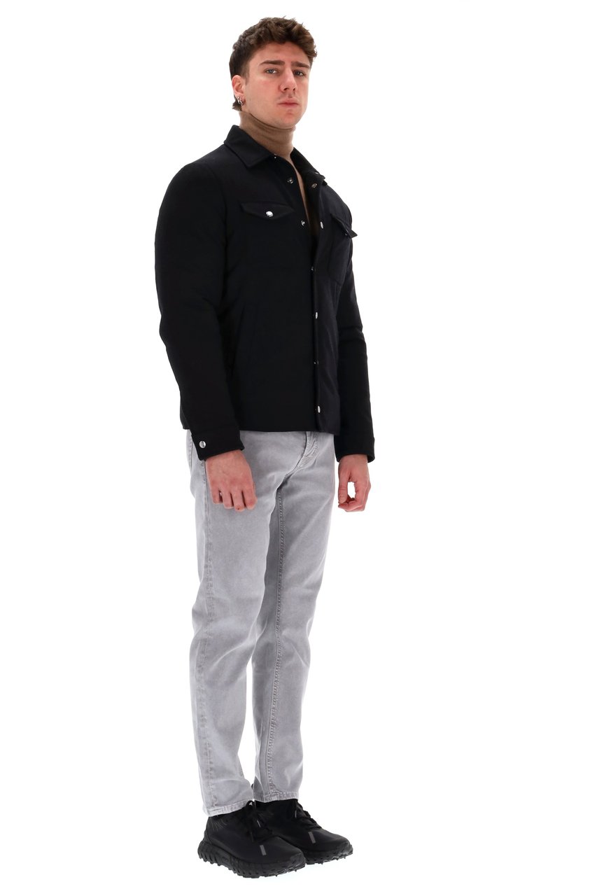 Eleventy 14 Micron Wool Jacket with Press-Stud Buttons Zwart