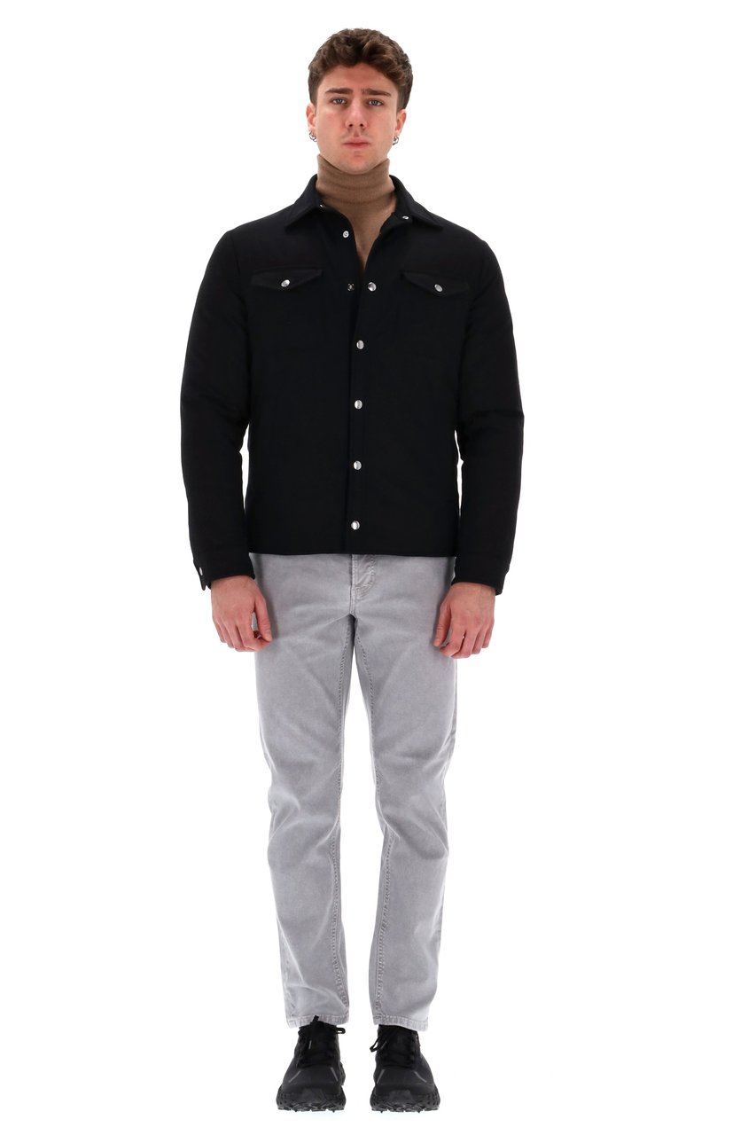Eleventy 14 Micron Wool Jacket with Press-Stud Buttons Zwart