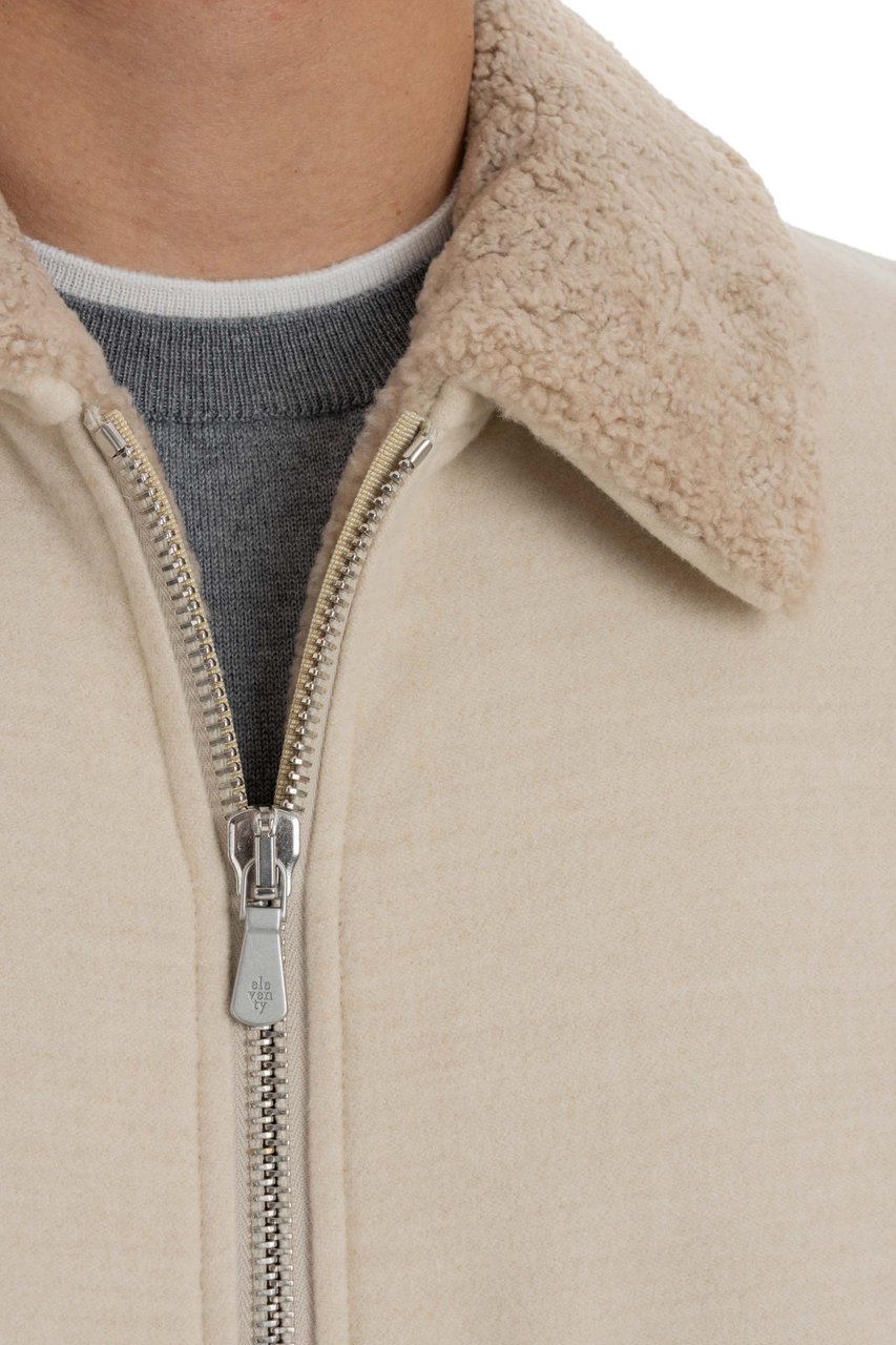 Eleventy Wool Bomber with Curly Merino Lining Neutraal