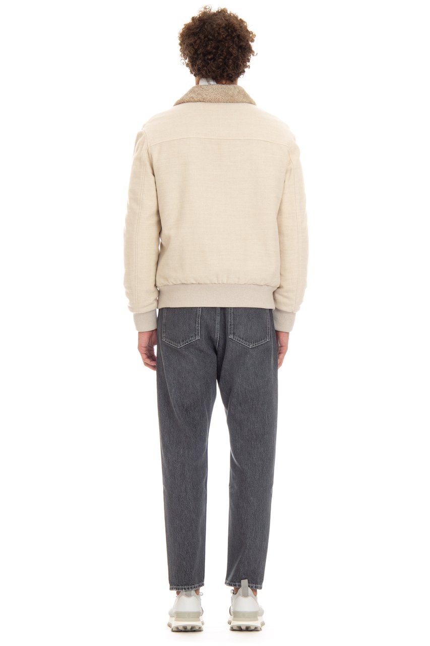Eleventy Wool Bomber with Curly Merino Lining Neutraal