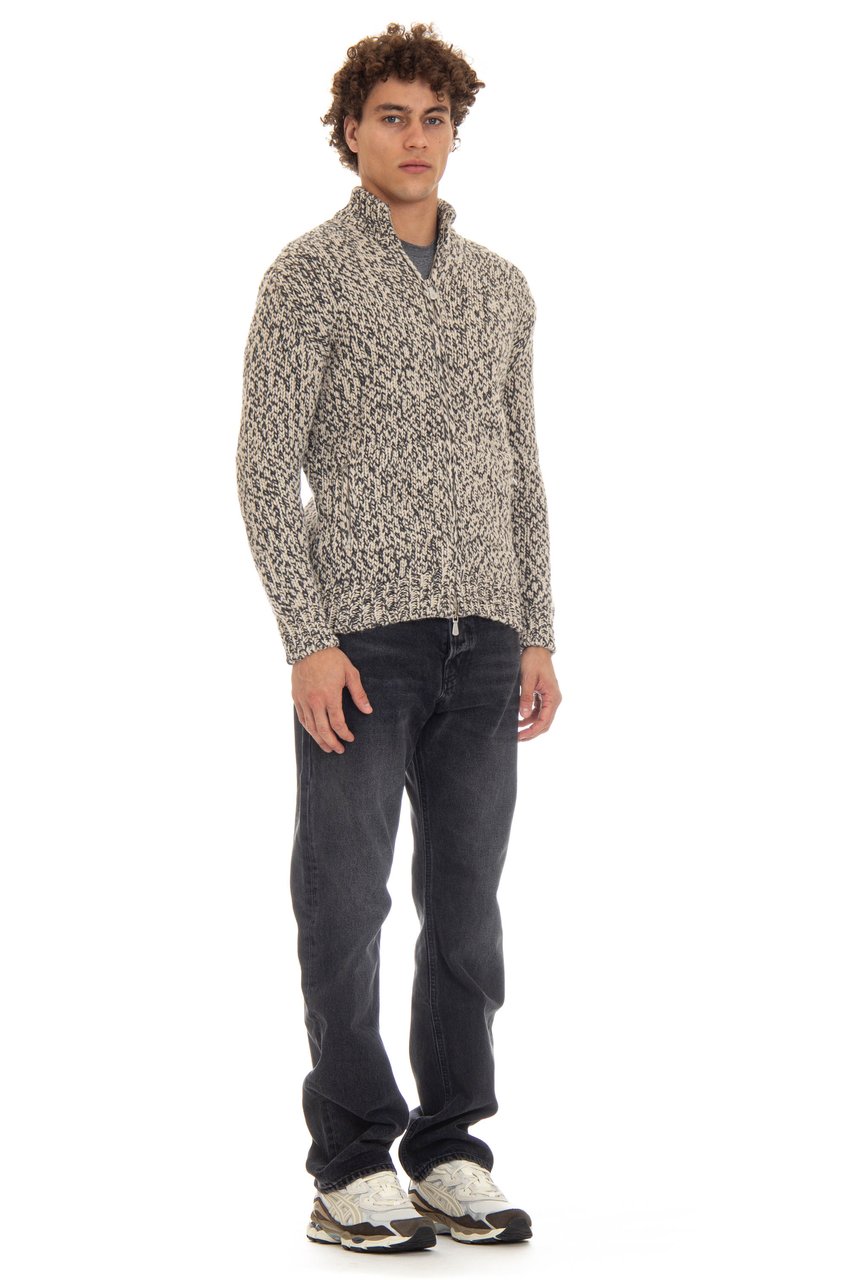 Eleventy Cashmere Moulinè Full-Zip Sweater Grijs