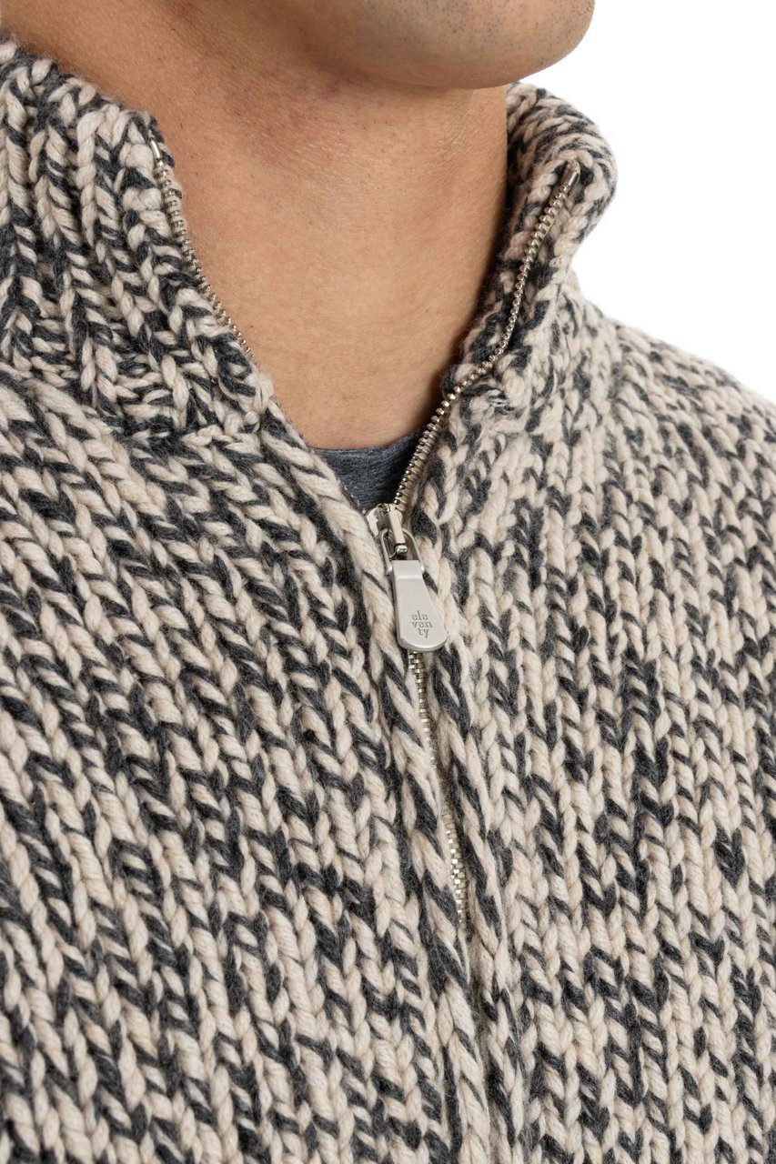 Eleventy Cashmere Moulinè Full-Zip Sweater Grijs