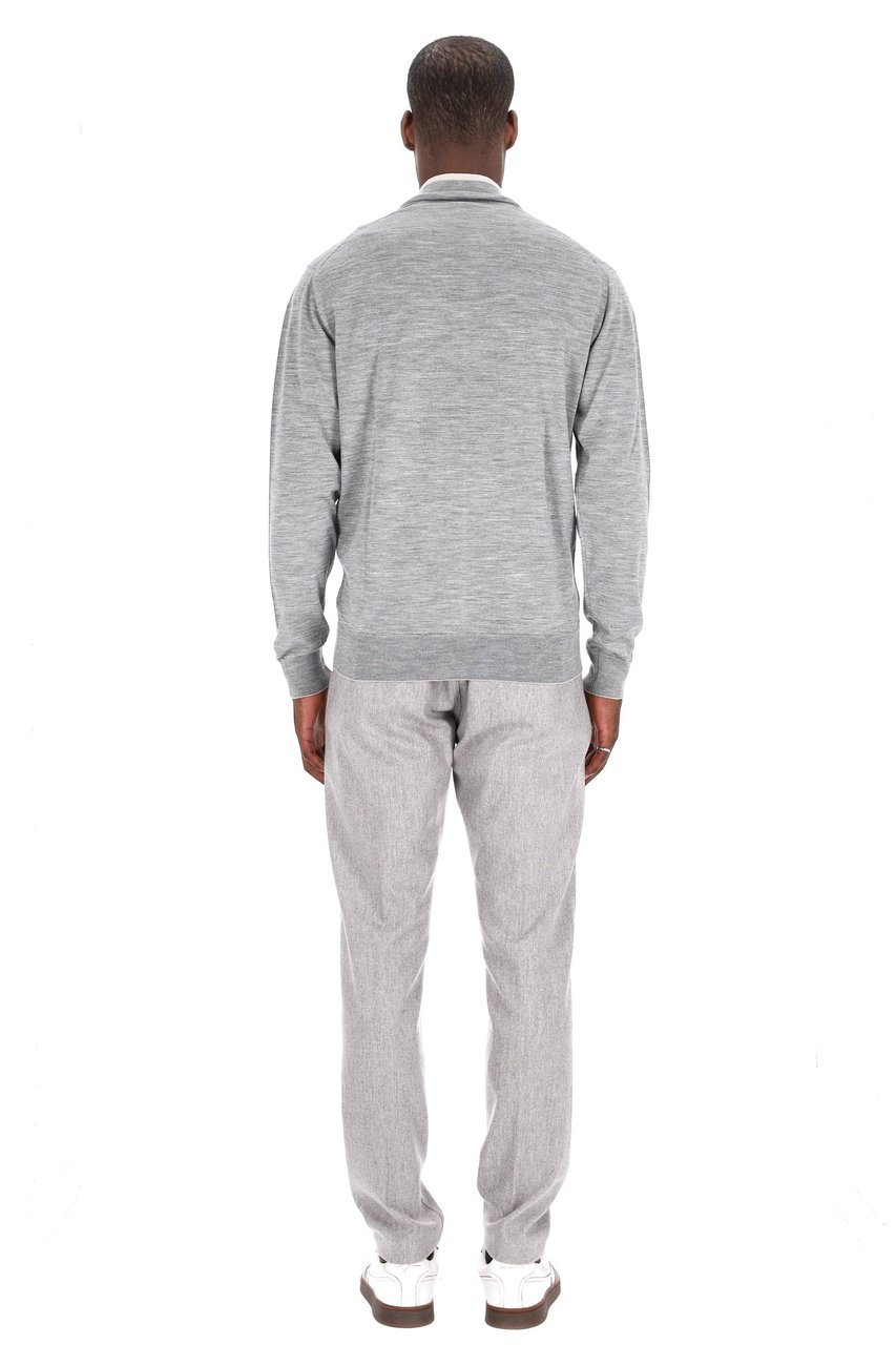 Eleventy Wool-Silk Full-Zip Sweater Grijs
