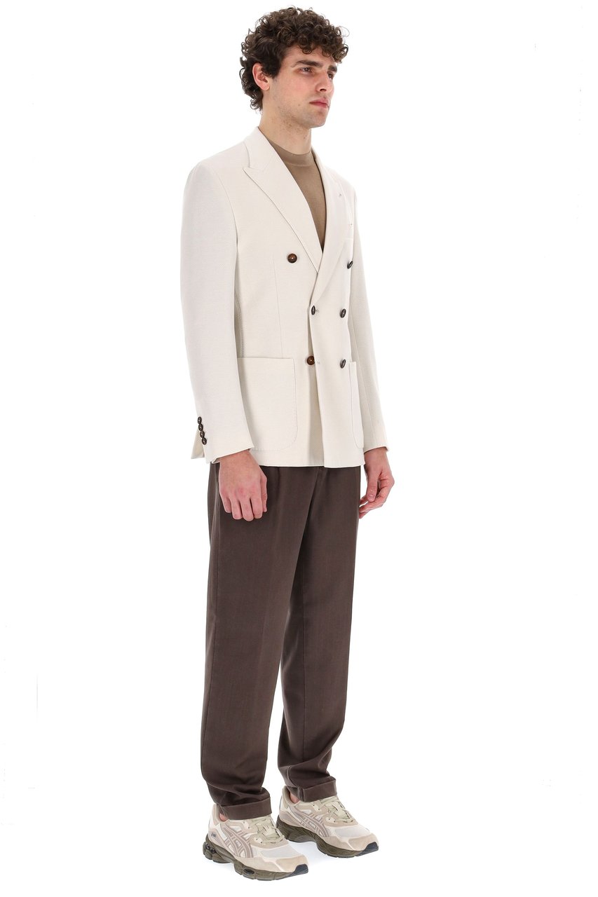 Eleventy Double-Breasted Cotton Comfort Knitted Jacket Neutraal