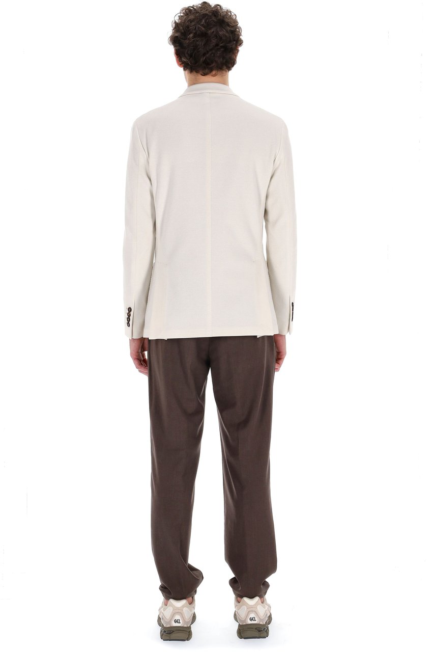 Eleventy Double-Breasted Cotton Comfort Knitted Jacket Neutraal