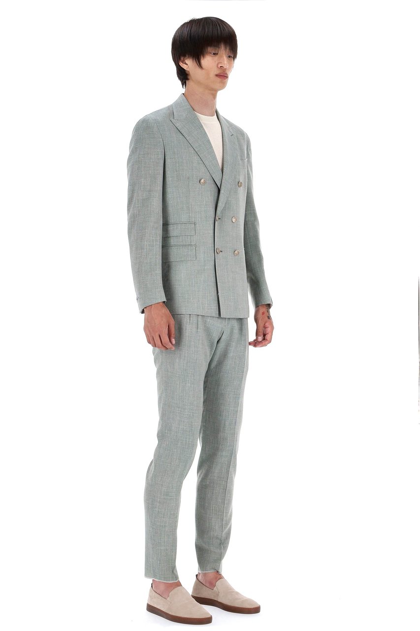 Eleventy Loro Piana Summertime Linen-Wool-Silk Dress Grijs