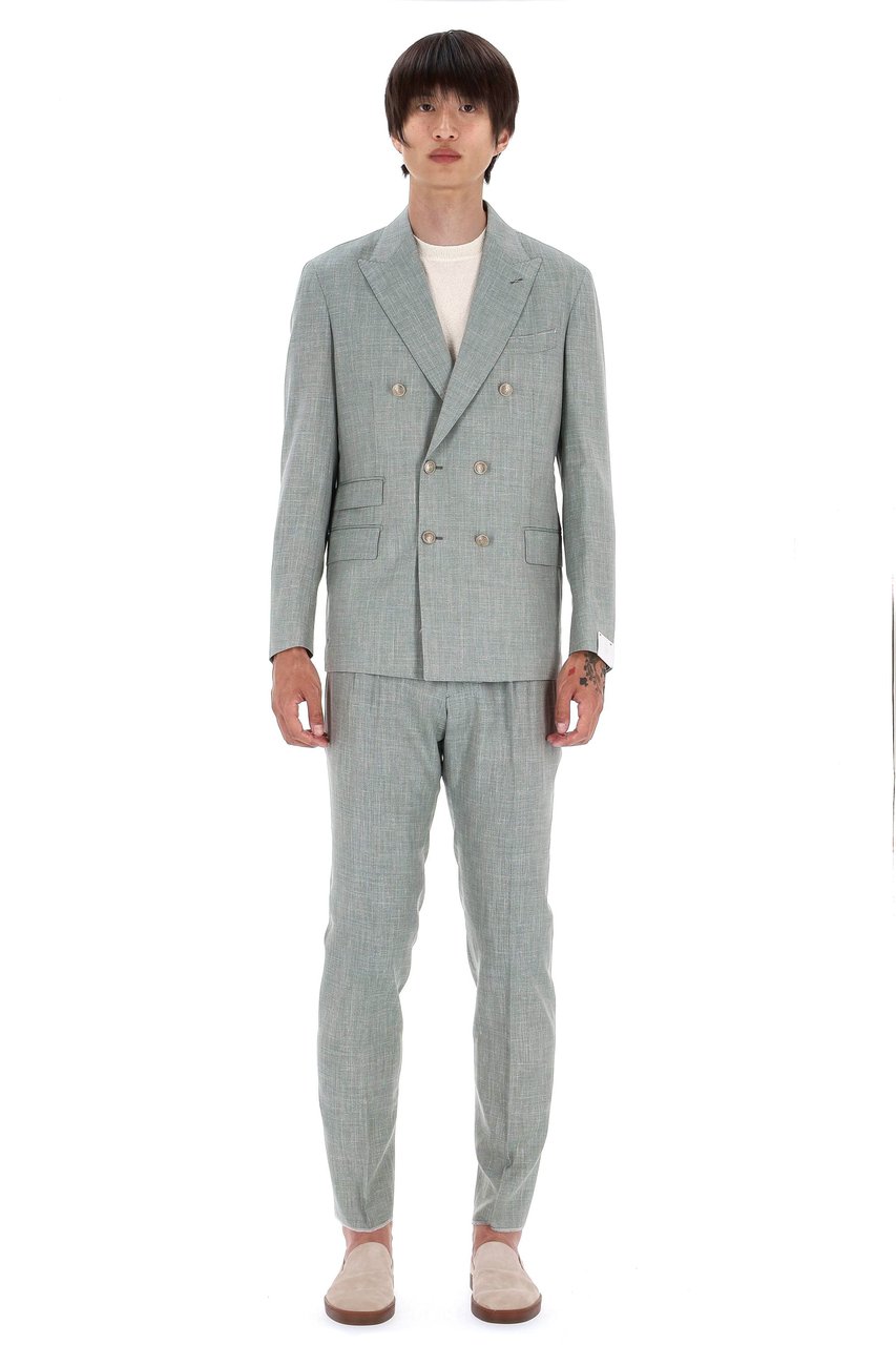 Eleventy Loro Piana Summertime Linen-Wool-Silk Dress Grijs