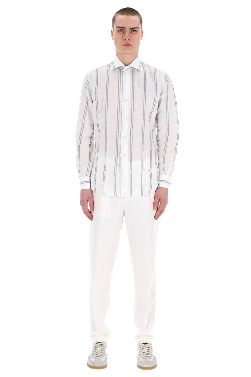 Eleventy Special Stripe Linen Shirt Wit