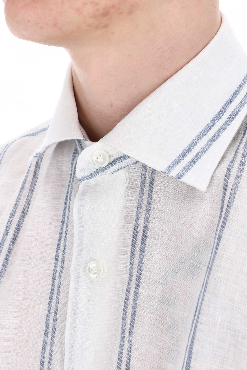 Eleventy Special Stripe Linen Shirt Wit