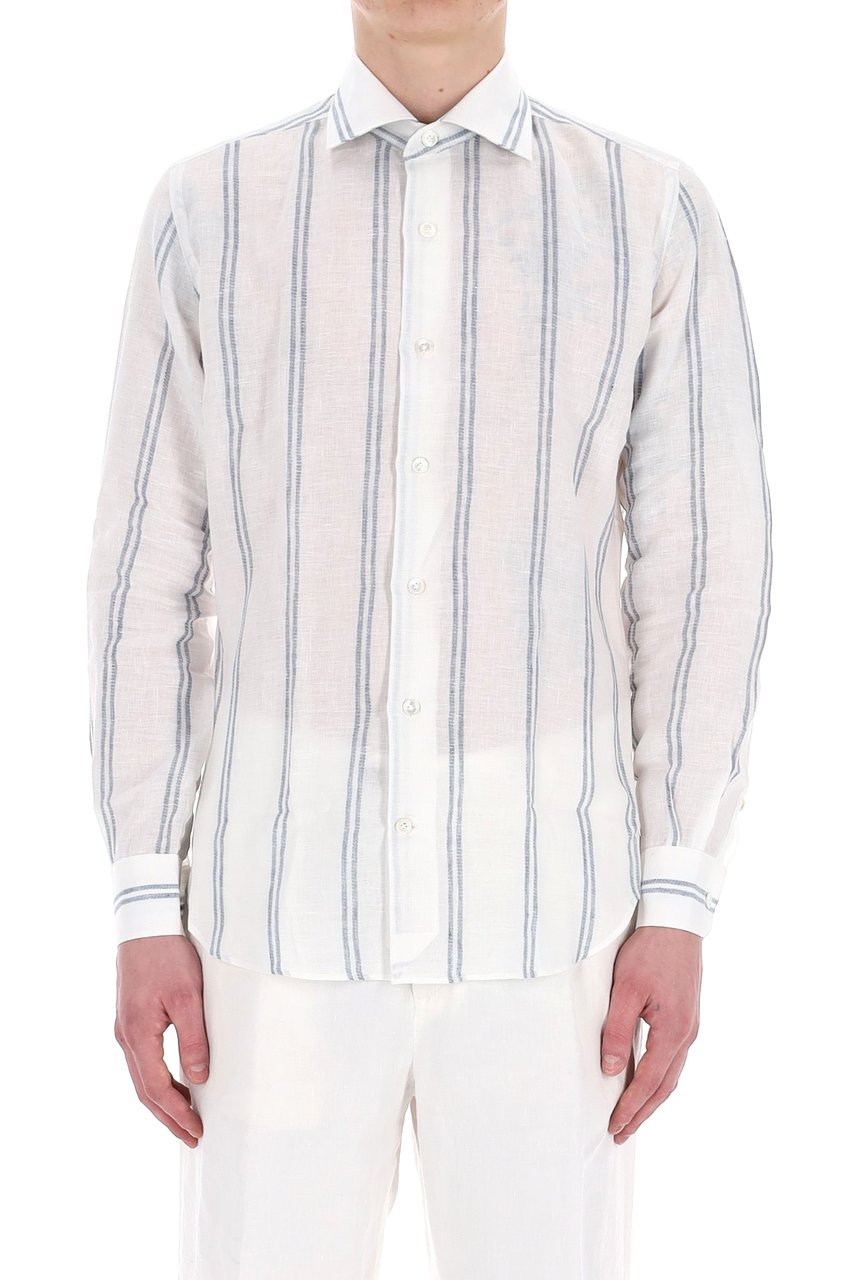 Eleventy Special Stripe Linen Shirt Wit