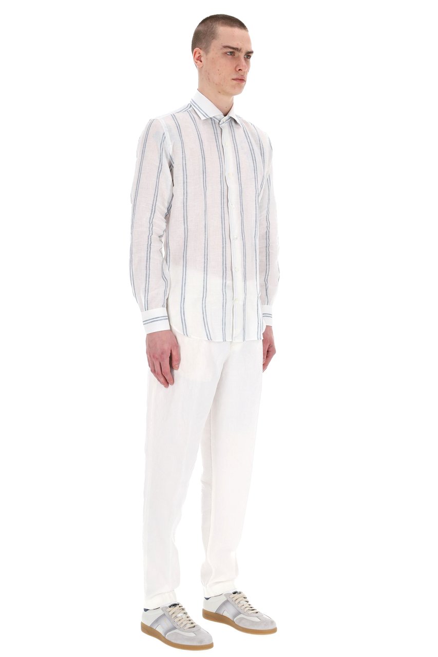 Eleventy Special Stripe Linen Shirt Wit