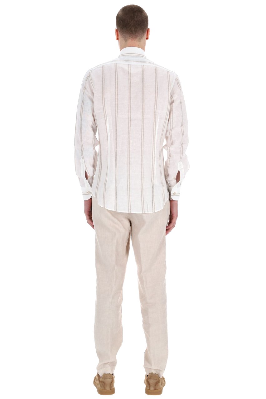 Eleventy Special Stripe Linen Shirt Wit