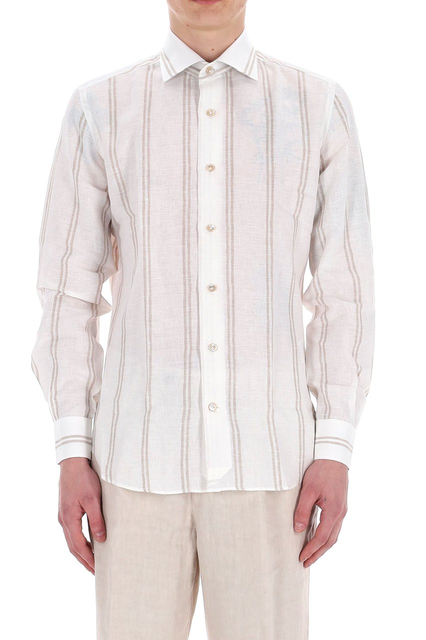 Eleventy Special Stripe Linen Shirt Wit