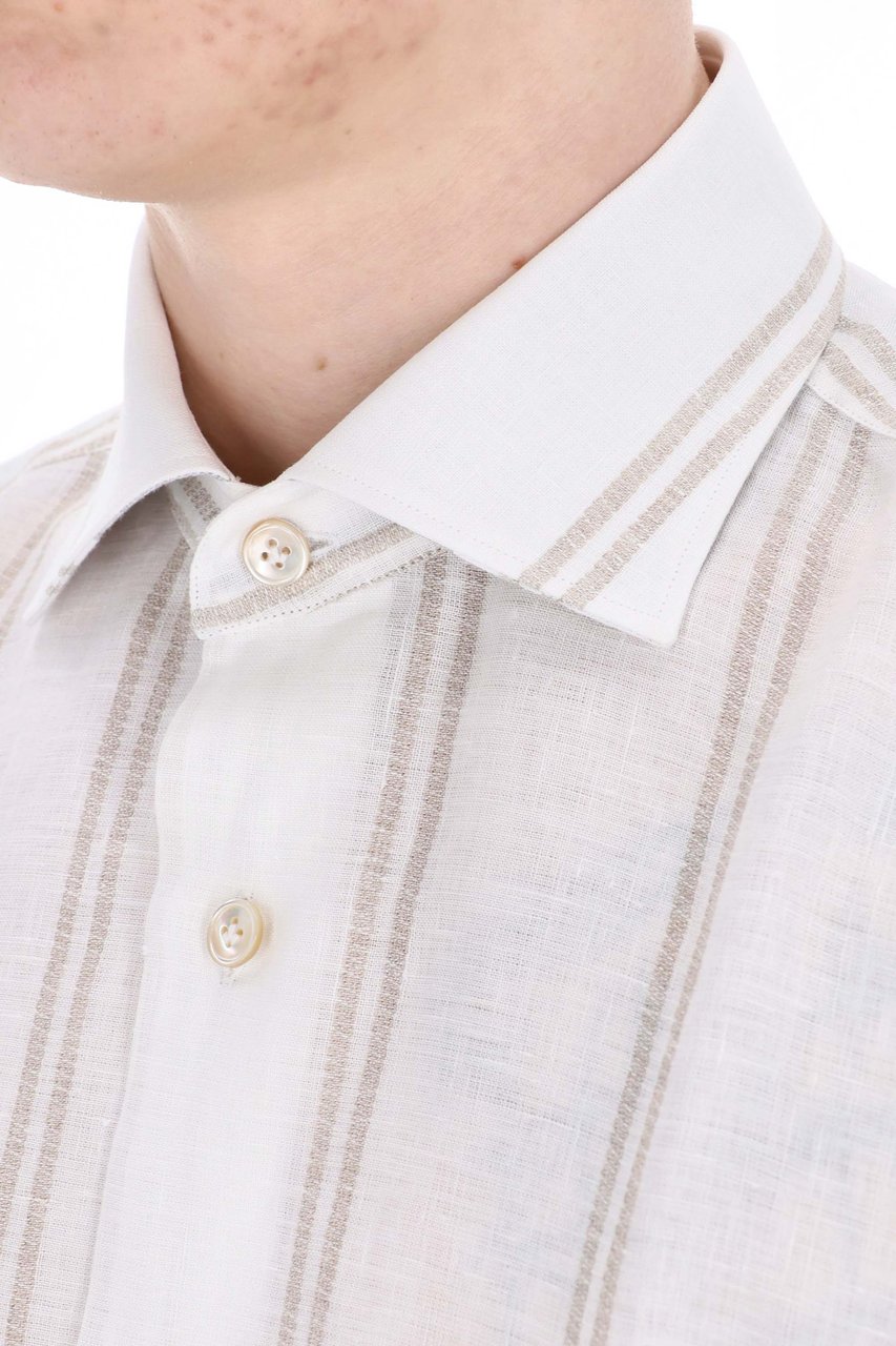 Eleventy Special Stripe Linen Shirt Wit