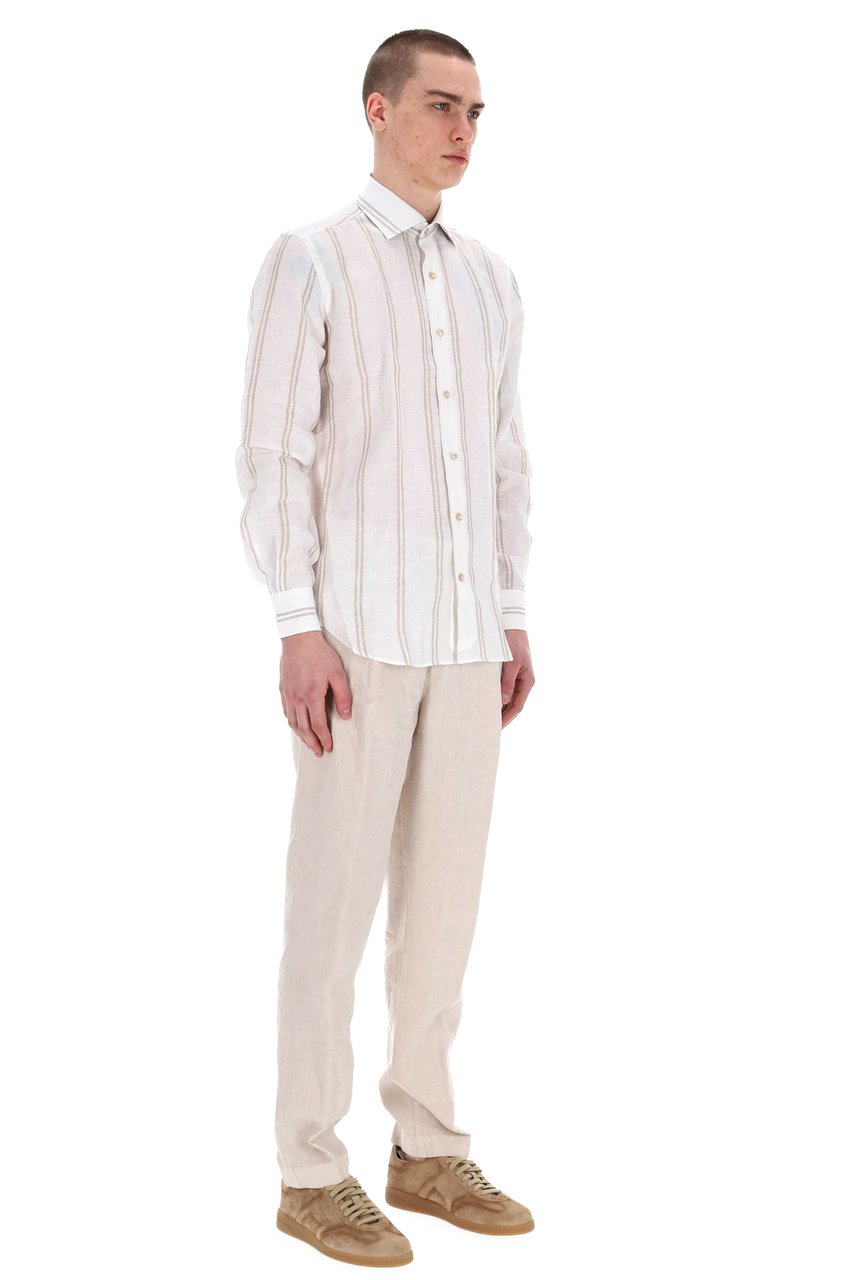 Eleventy Special Stripe Linen Shirt Wit