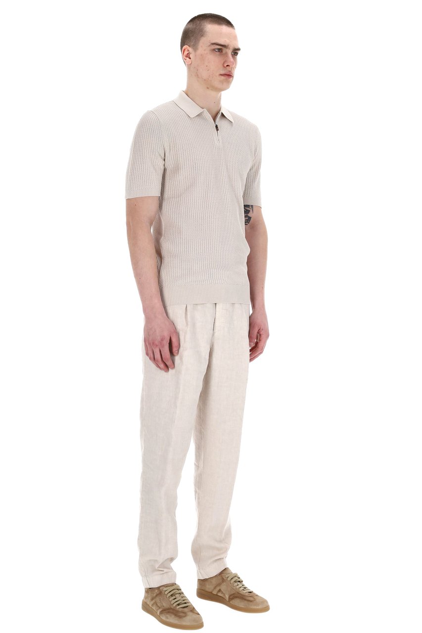 Eleventy Half-Zip Operato Cotton Polo Wit