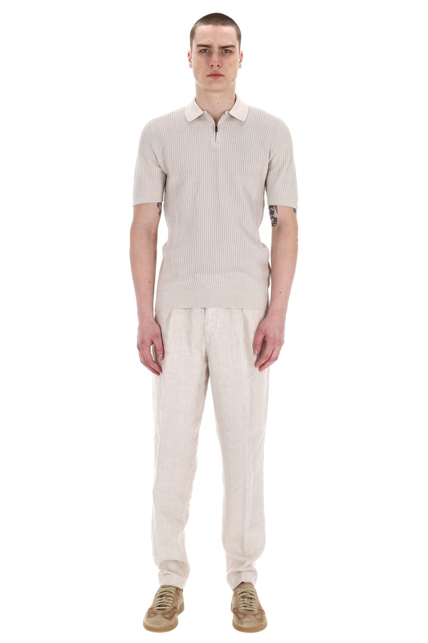 Eleventy Half-Zip Operato Cotton Polo Wit