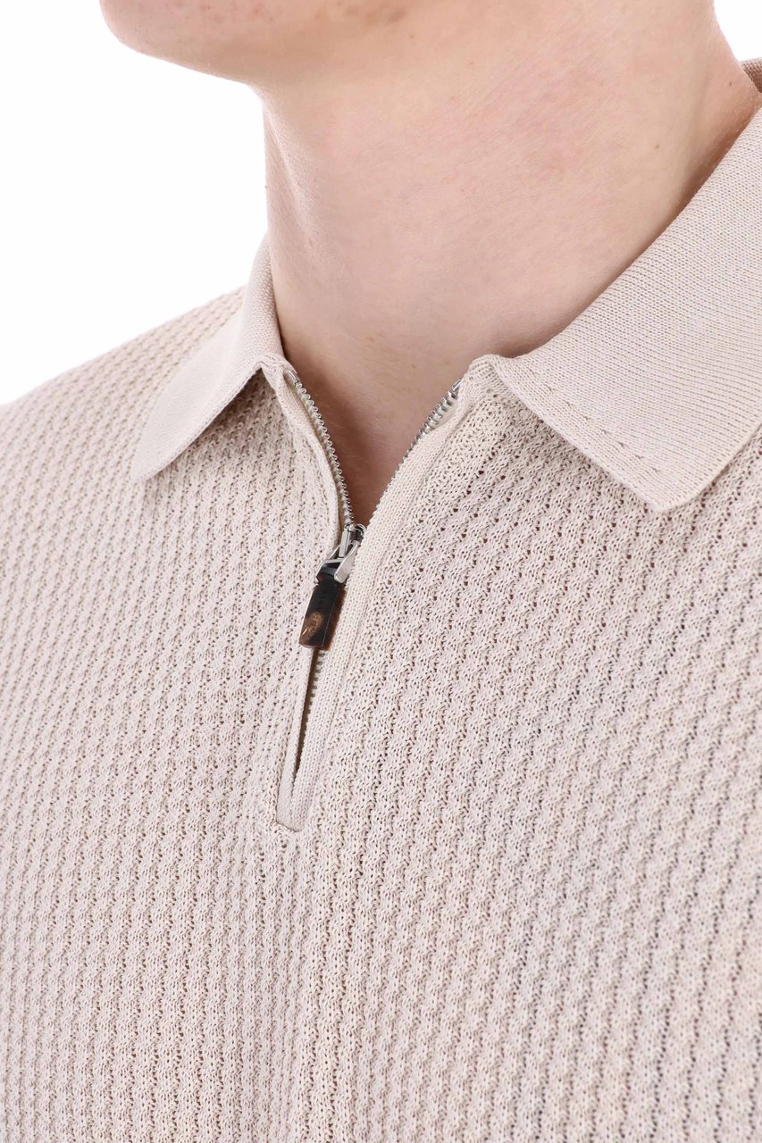 Eleventy Half-Zip Operato Cotton Polo Wit