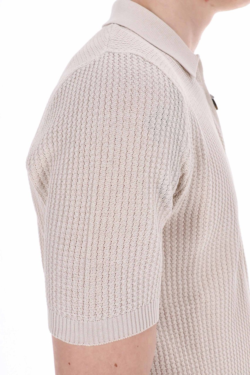 Eleventy Half-Zip Operato Cotton Polo Wit