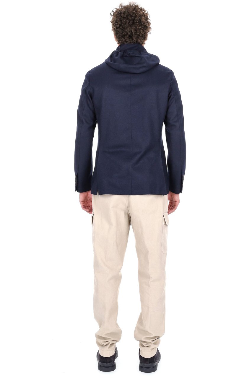 Eleventy Jersey Wool Jacket with Detachable Yoke Zwart