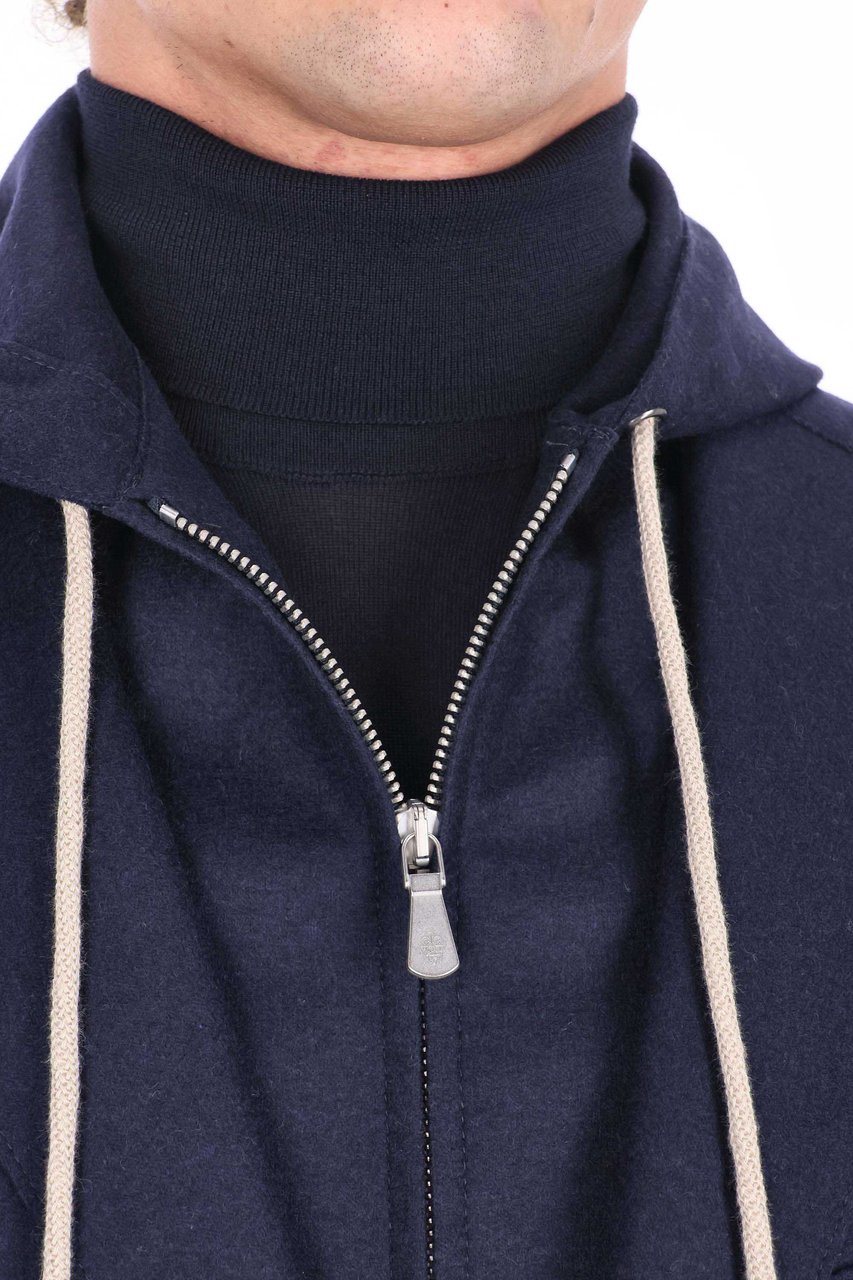 Eleventy Jersey Wool Jacket with Detachable Yoke Zwart