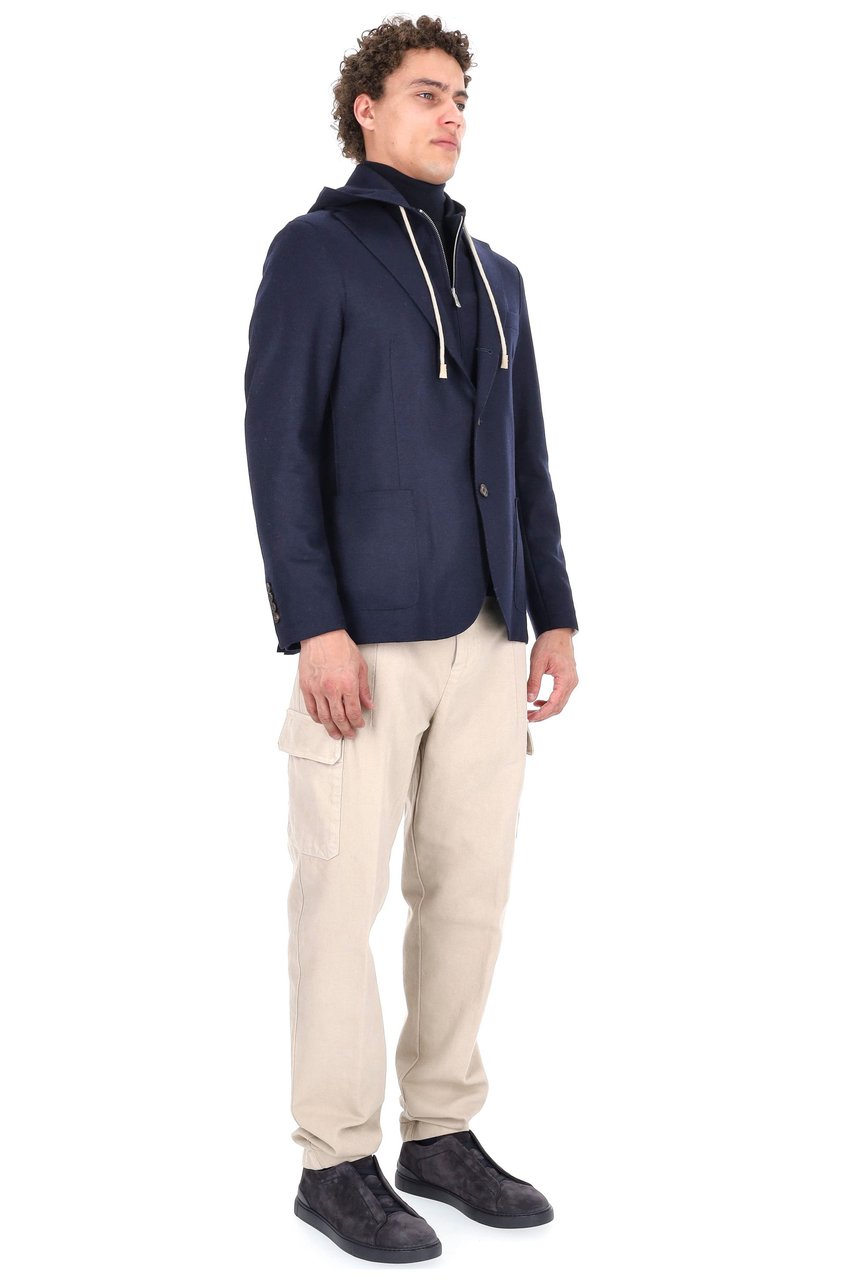 Eleventy Jersey Wool Jacket with Detachable Yoke Zwart