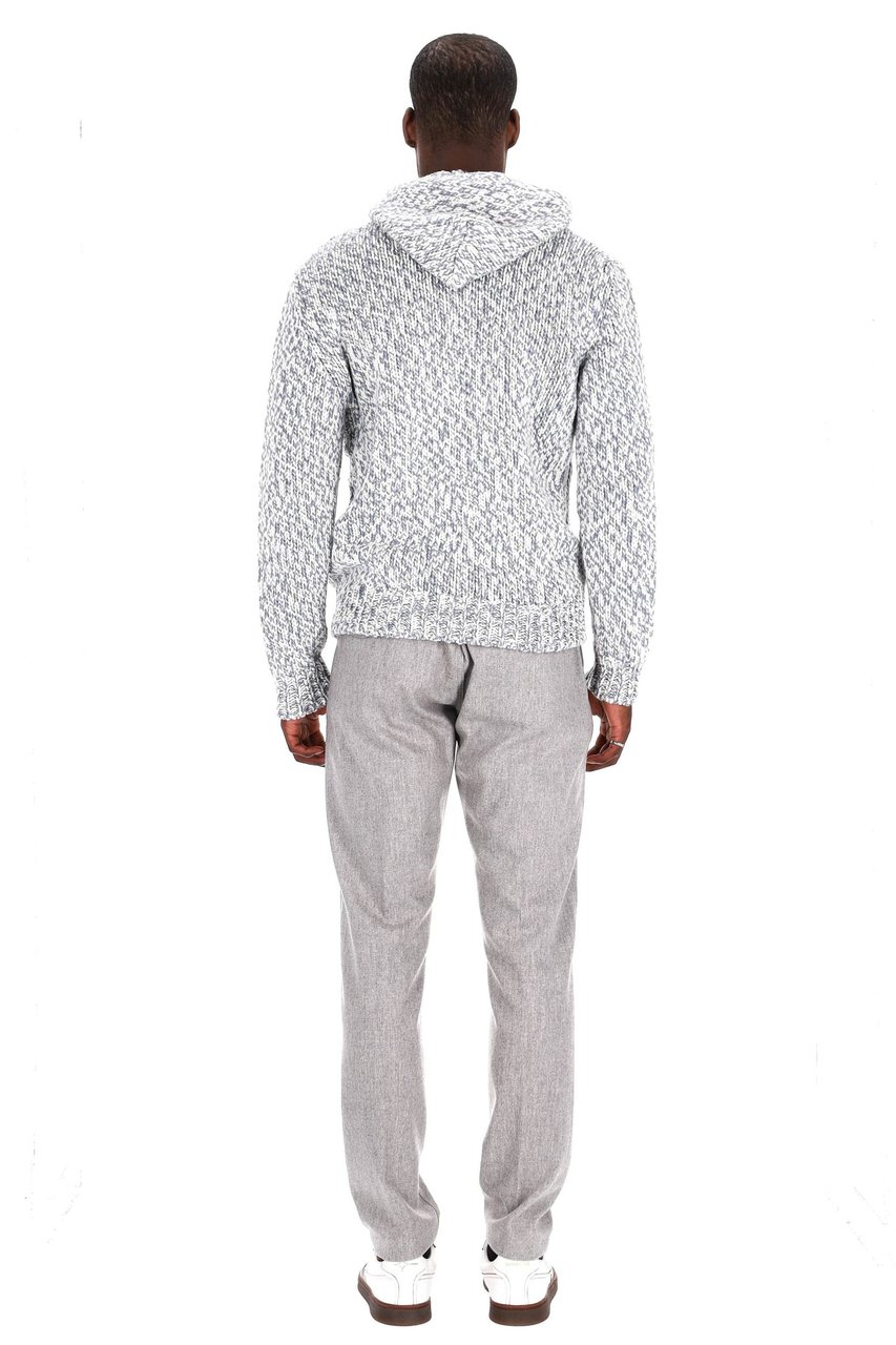 Eleventy Mouliné Full Zip Cashmere Hoodie Wit