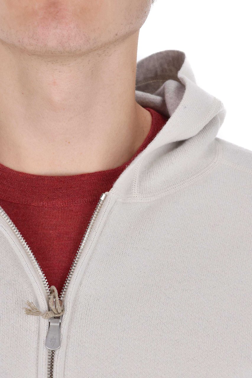 Eleventy Full-Zip Wool Hoodie Wit
