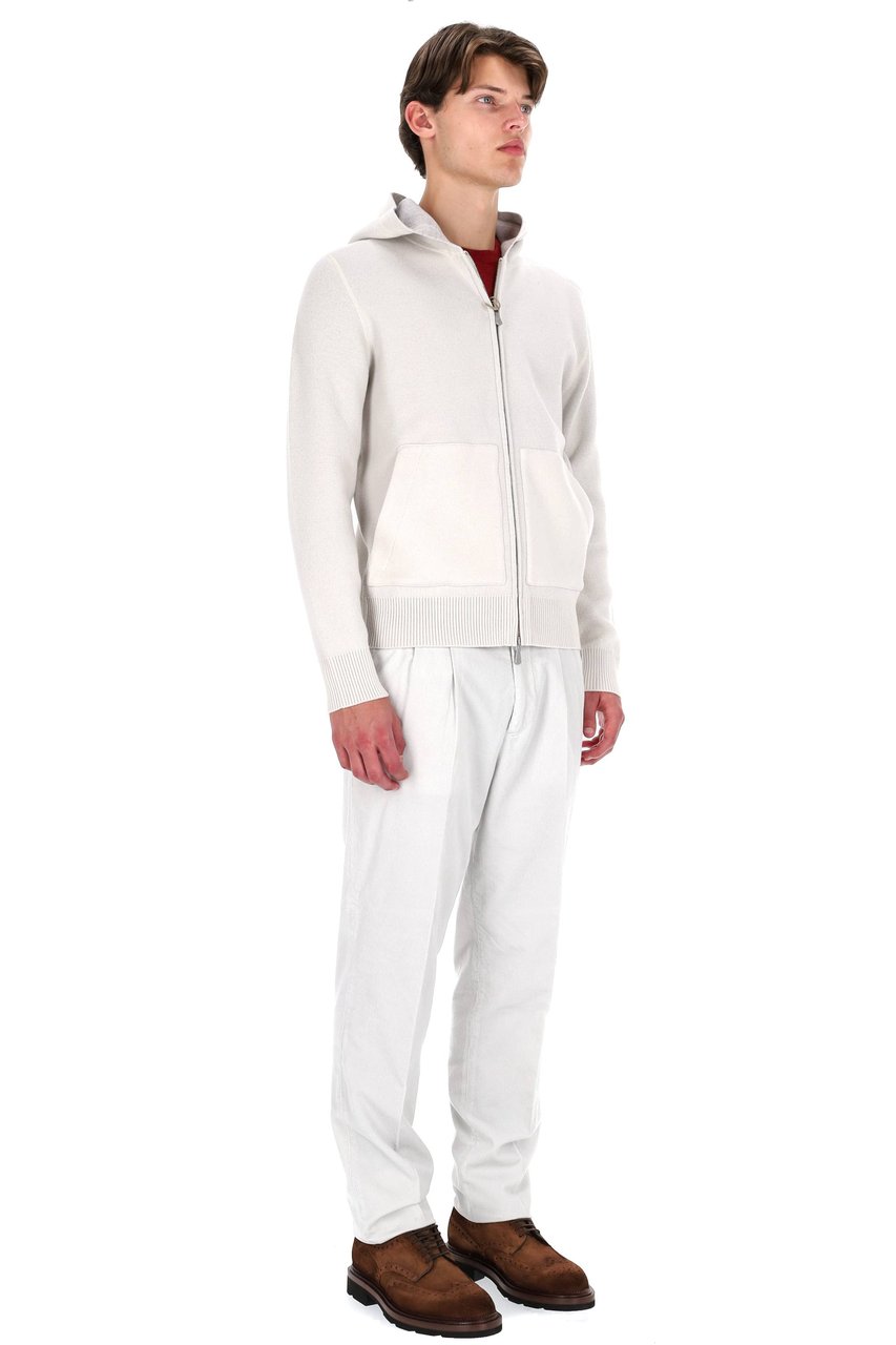 Eleventy Full-Zip Wool Hoodie Wit