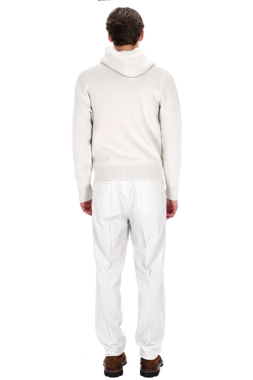Eleventy Full-Zip Wool Hoodie Wit