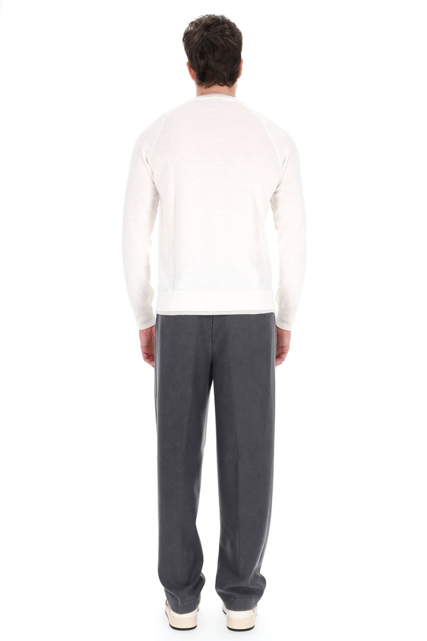 Eleventy Wool Crewneck Sweater with Double Trim Wit