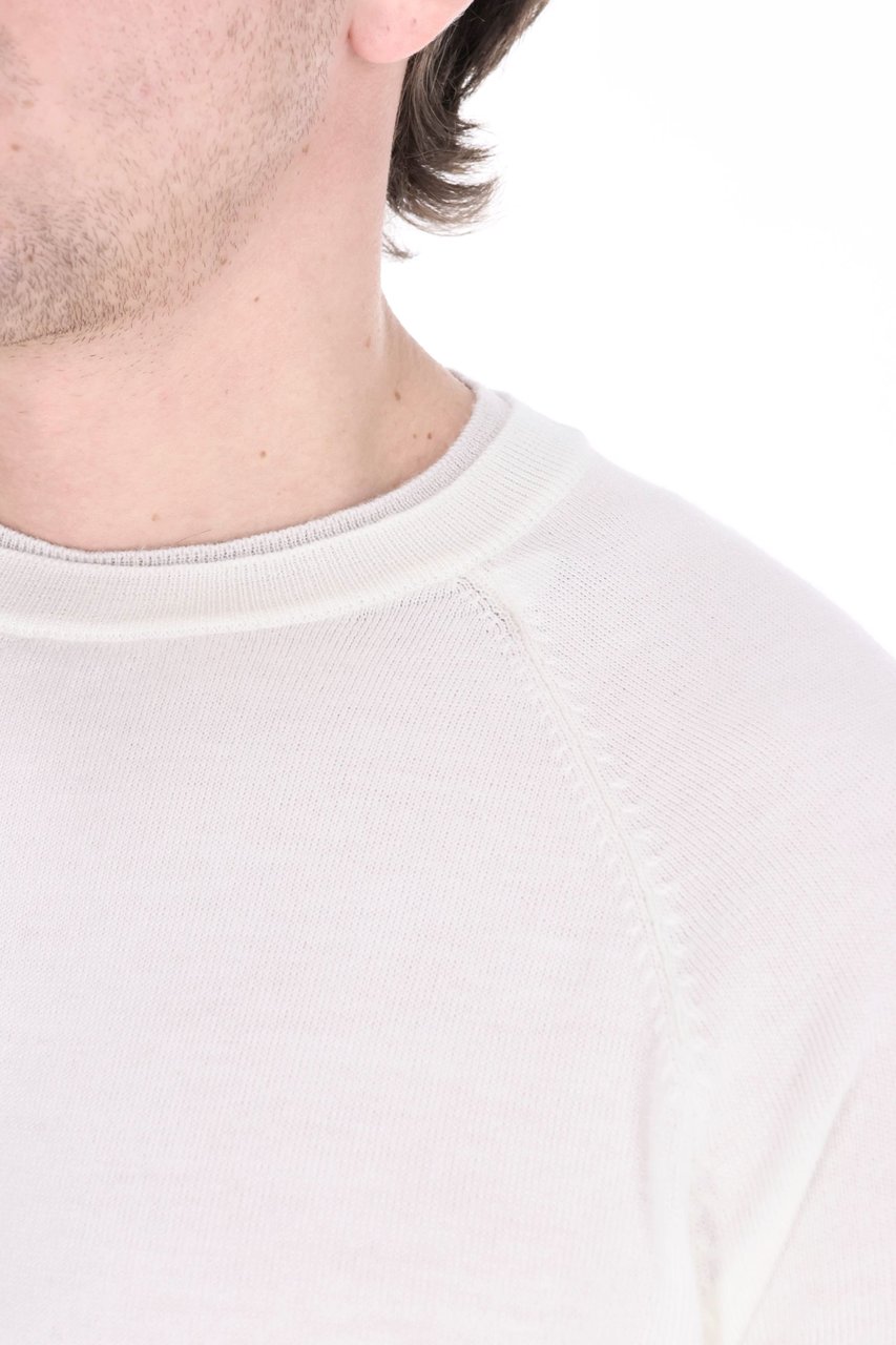 Eleventy Wool Crewneck Sweater with Double Trim Wit