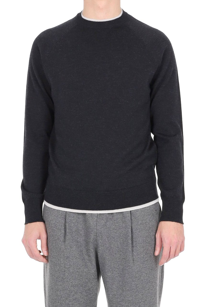 Eleventy Crew Neck Sweater in Pure Virgin Wool Zwart