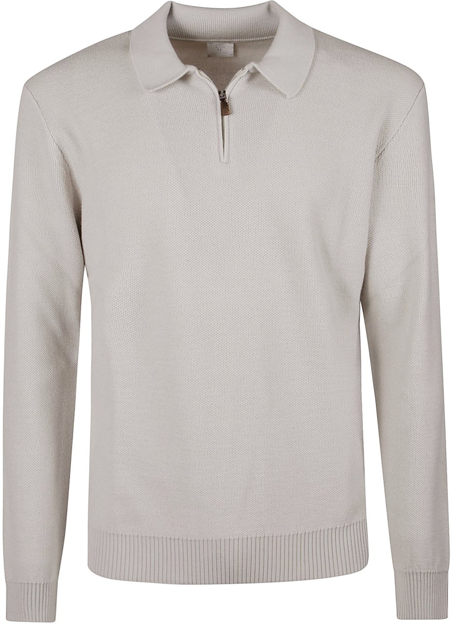 Eleventy Half Zip Polo Neck Sweater Brown Bruin