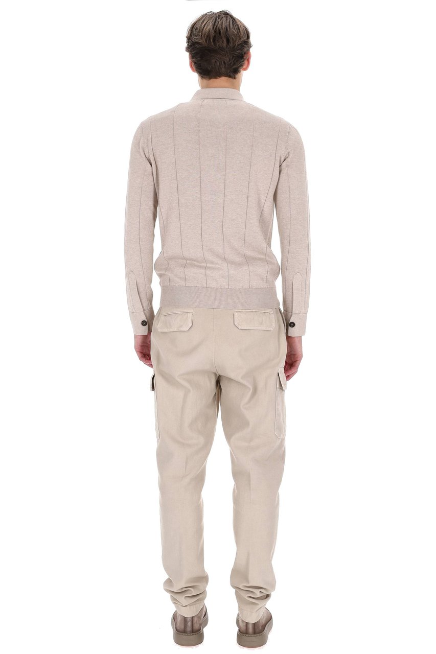 Eleventy Fine Cotton-Cashmere Long-Sleeve Polo with Horn Buttons Roze