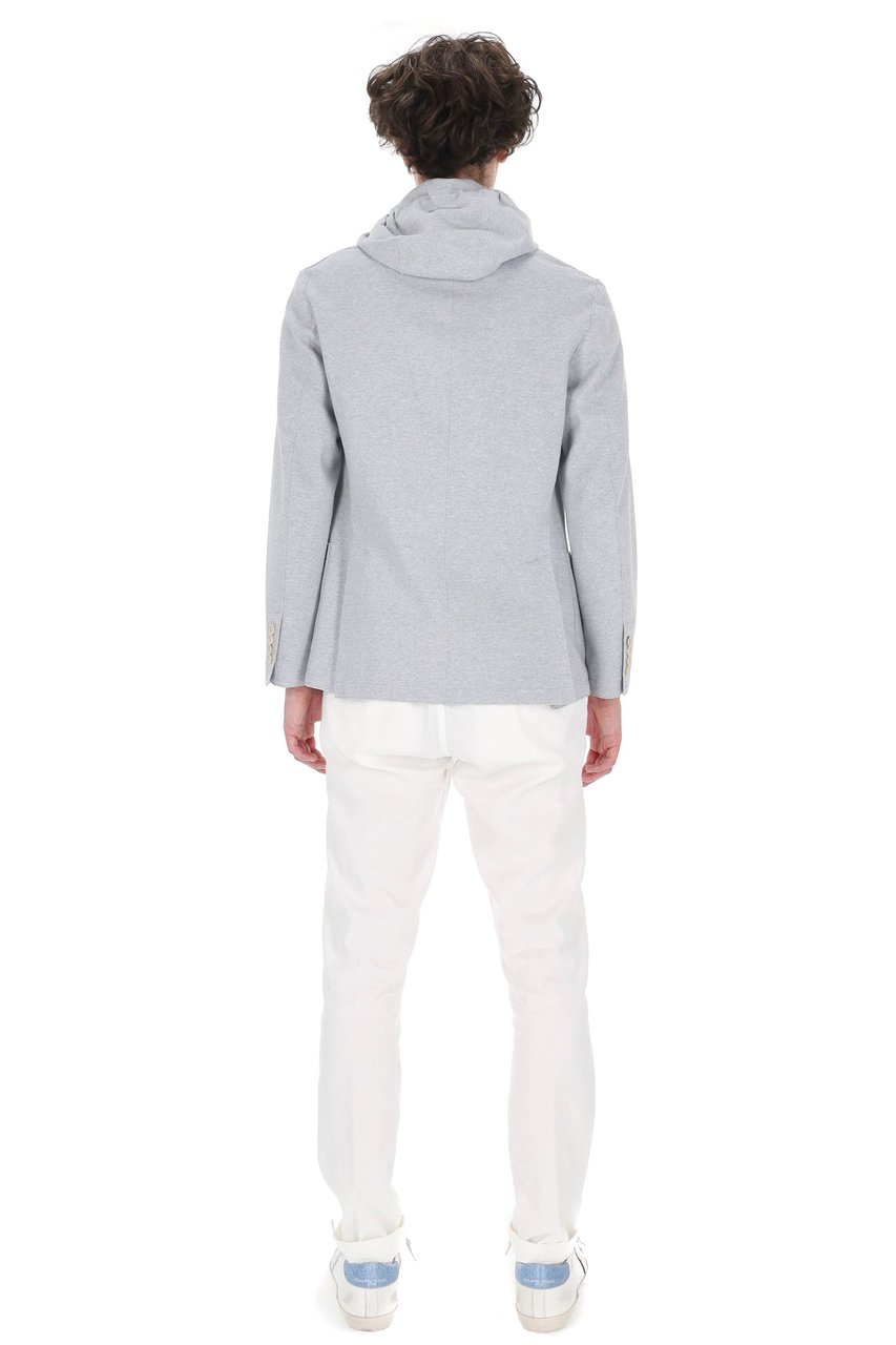Eleventy Light Blue Raw-Edge Cotton Blazer Wit