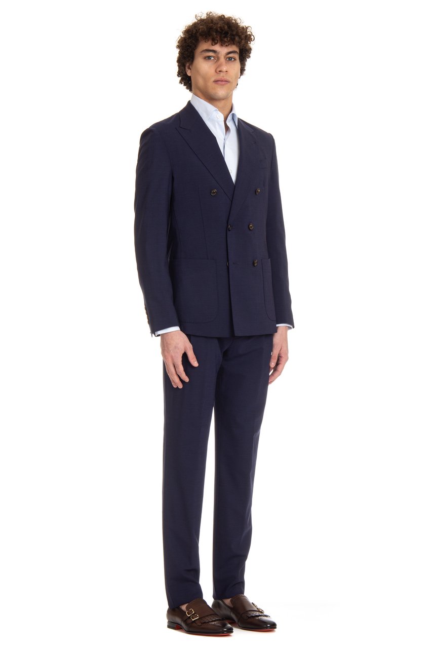 Eleventy Blue Unstructured Wool Suit Zwart