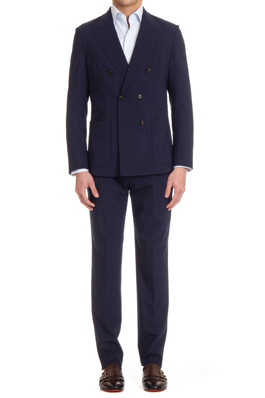 Eleventy Blue Unstructured Wool Suit Zwart
