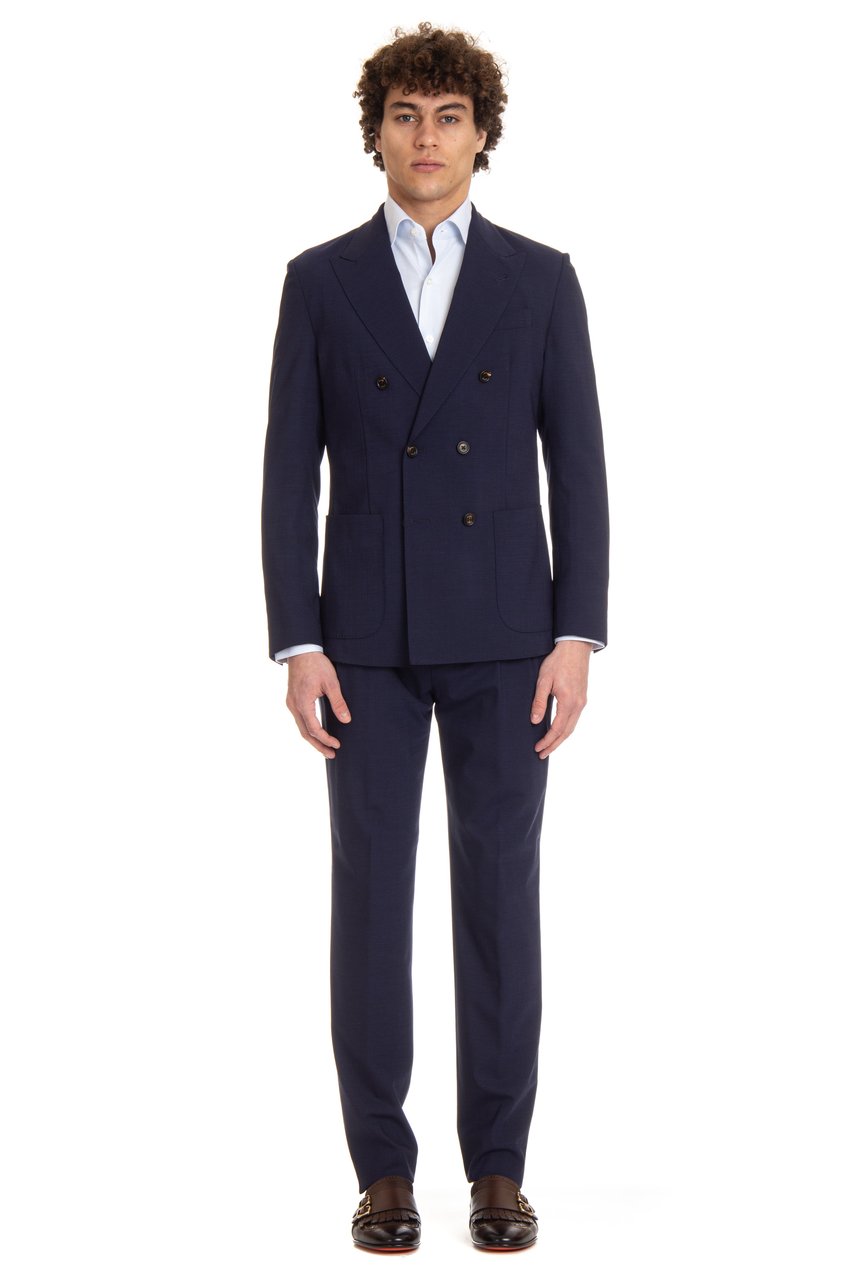 Eleventy Blue Unstructured Wool Suit Zwart