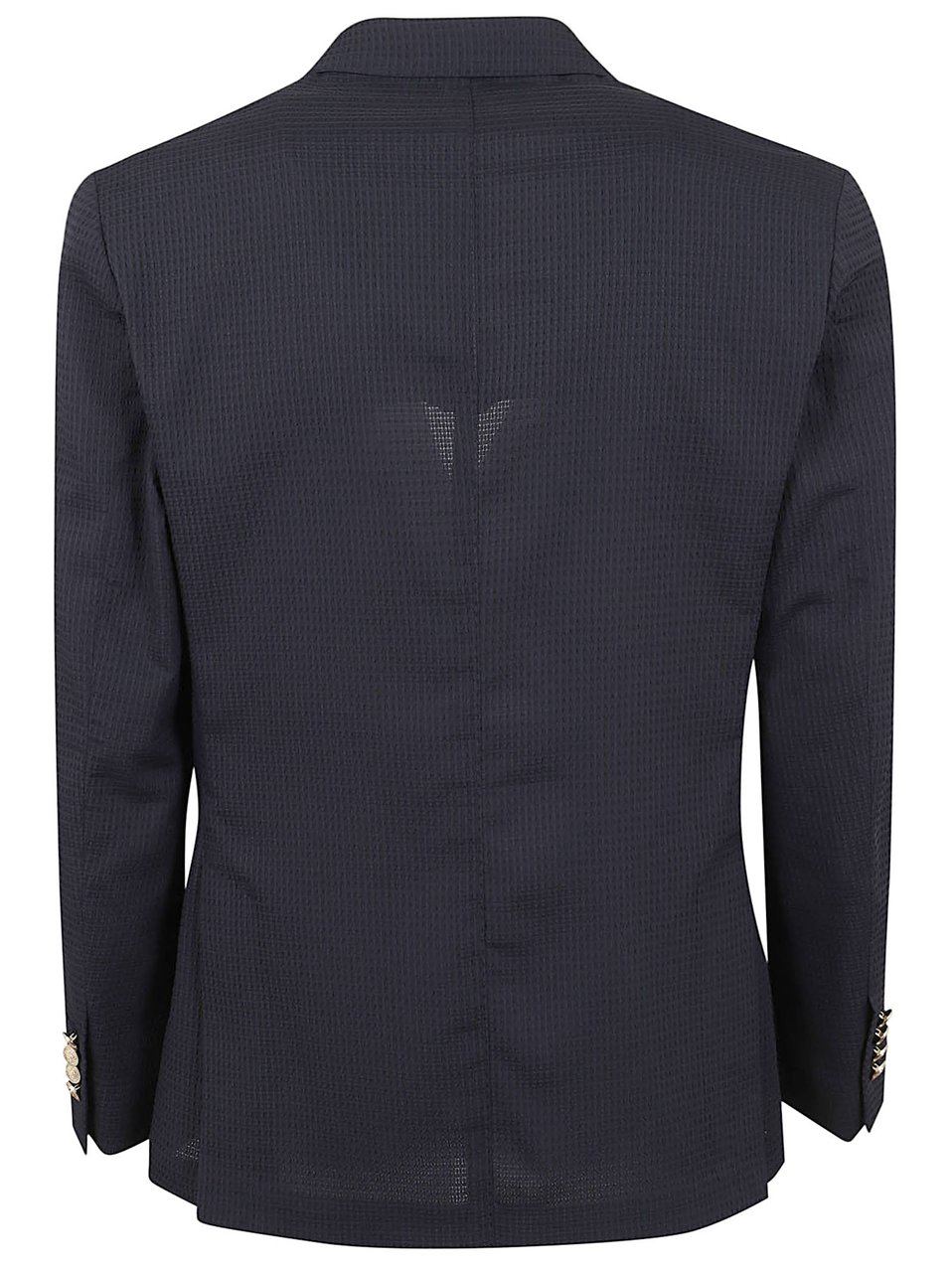 Eleventy Double-Breasted Blazer in Lightweight Textured Fabric Blauw