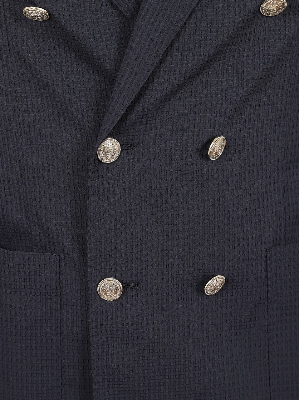 Eleventy Double-Breasted Blazer in Lightweight Textured Fabric Blauw
