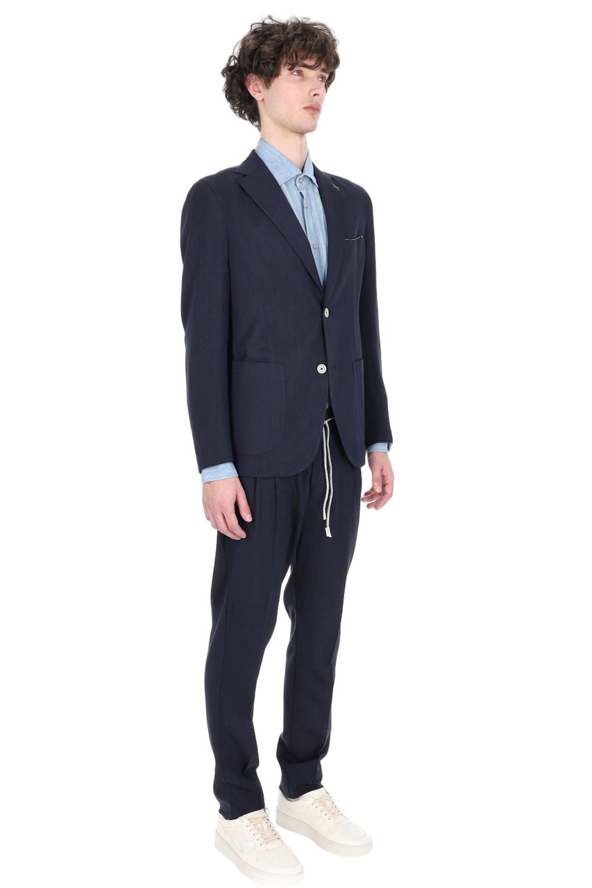 Eleventy Summertime Loro Piana Wool-Silk-Linen Suit Zwart