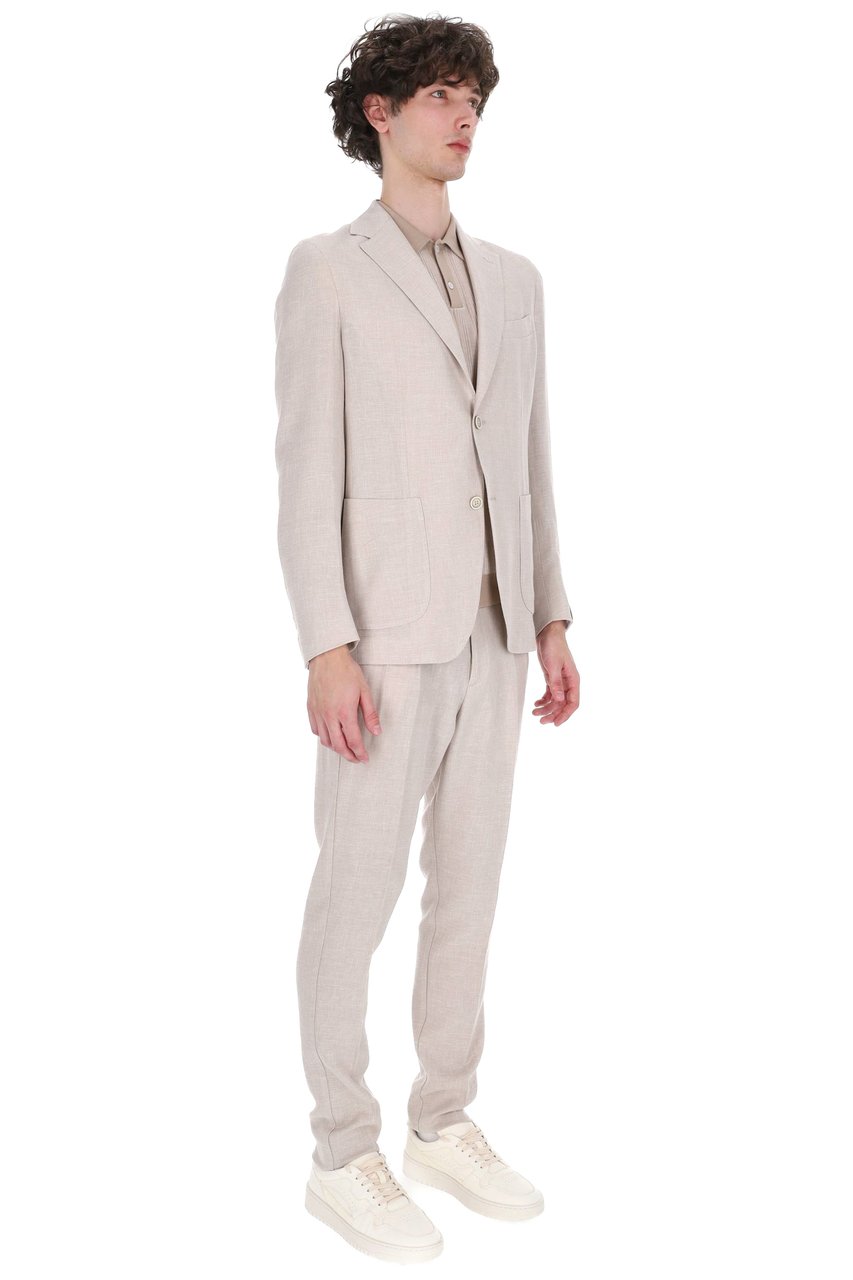 Eleventy Cross-Ply Zegna Fabric Beige Suit Wit
