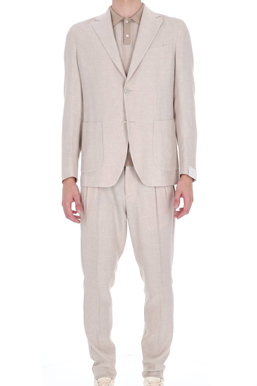Eleventy Cross-Ply Zegna Fabric Beige Suit Wit