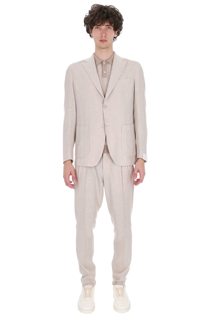 Eleventy Cross-Ply Zegna Fabric Beige Suit Wit