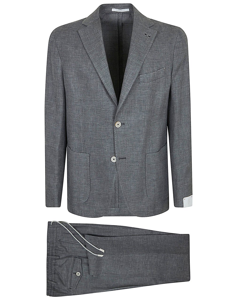 Eleventy Textured Grey Linen-Wool-Silk Suit with Tailored Details Grijs