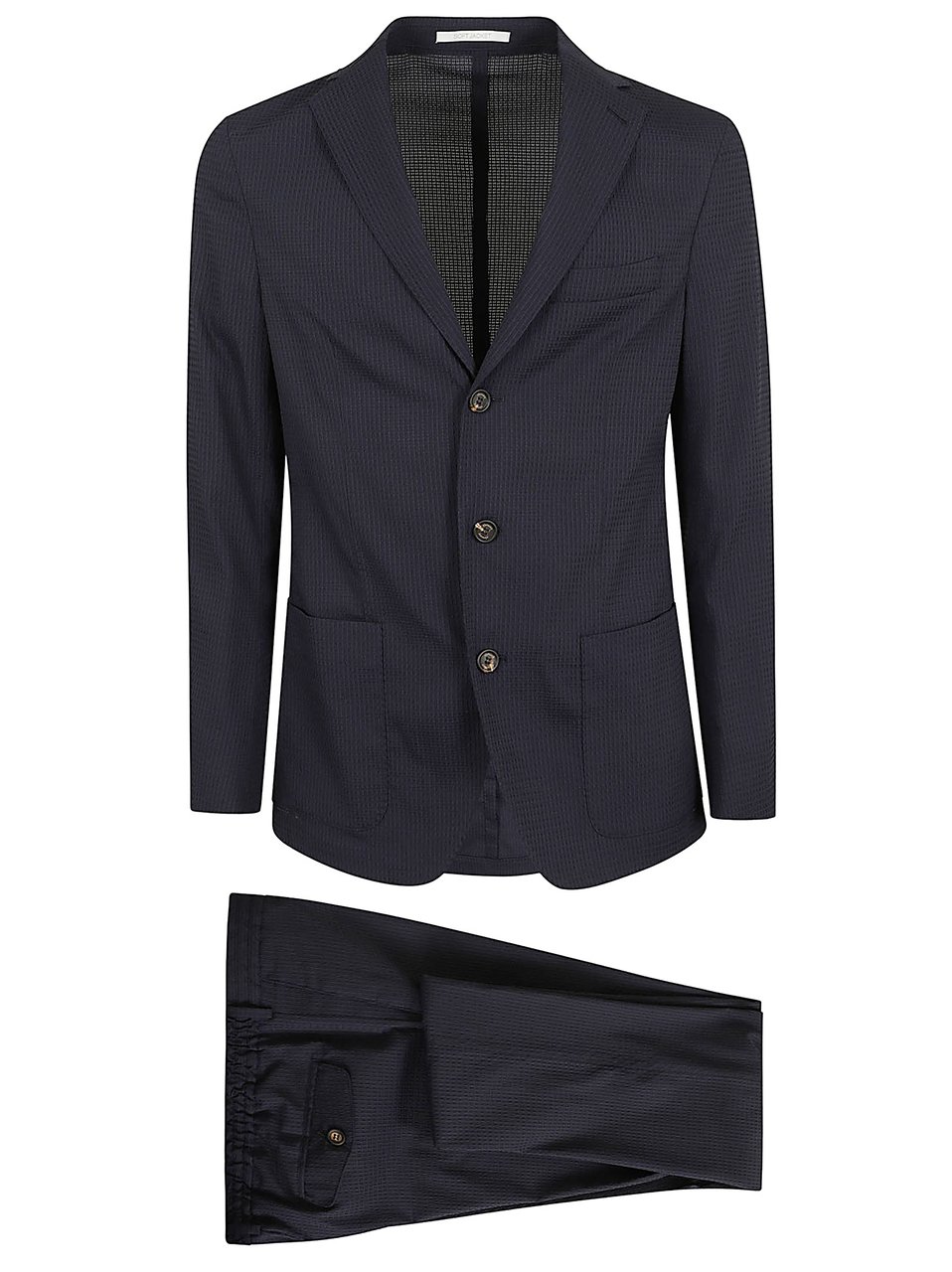 Eleventy Tailored Blue Polyester Suit with Textured Blazer and Trousers Blauw