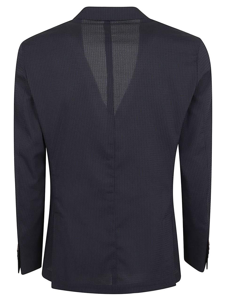 Eleventy Tailored Blue Polyester Suit with Textured Blazer and Trousers Blauw