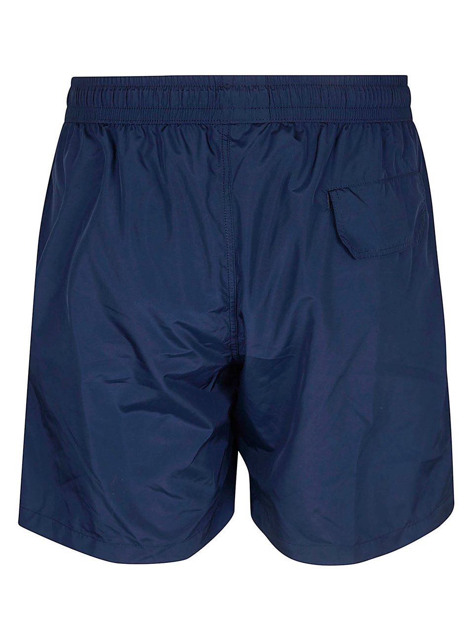 Eleventy Technical Fabric Swimwear with Sporty Drawstring and Contrasting Embroidery Blauw