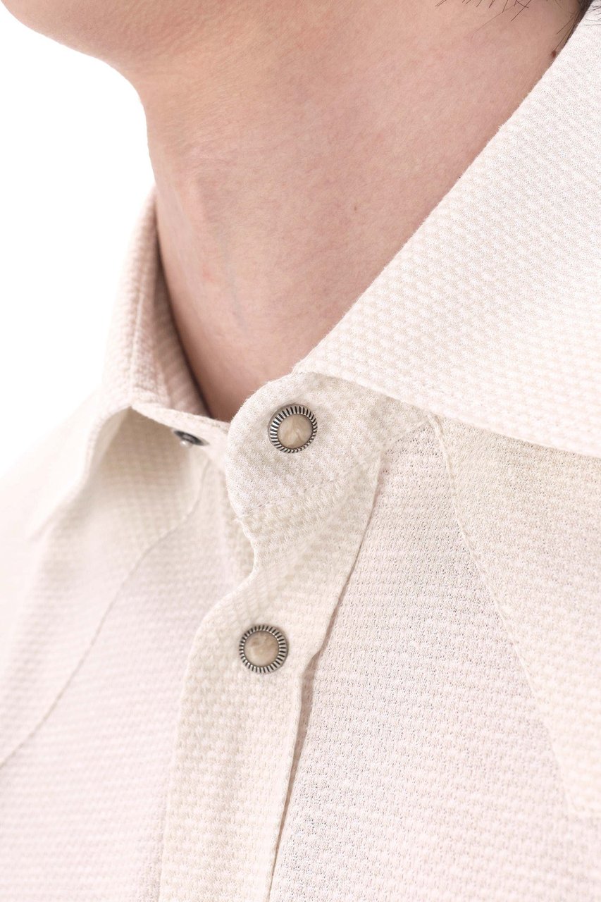 Eleventy Sabbia Textured Cotton-Linen Texas Shirt Neutraal